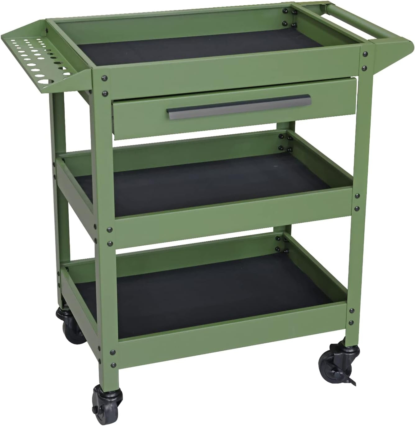 Torin 3 Layers Utility Cart:Multifunction Rolling/Service Tool Cart for Home, Green