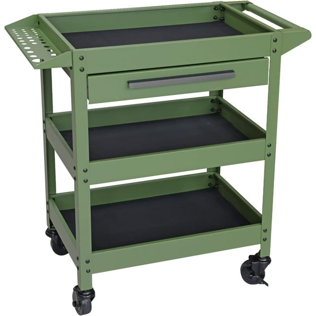 Torin 3 Layers Utility Cart:Multifunction Rolling/Service Tool Cart for Home, Green