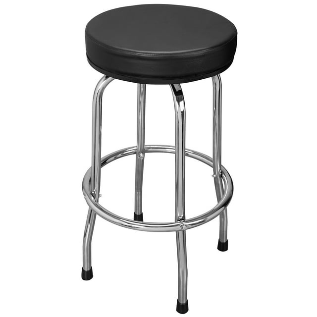Torin Swivel Bar Stool: Padded Garage/Shop Seat with Chrome Plated Legs, 28.74 Inch Height,Black,W6185-B