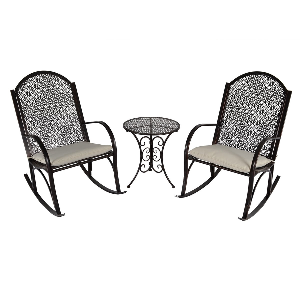 Tortuga Outdoor Garden Oiled Copper Metal Rocking Chair Set (3-Piece)