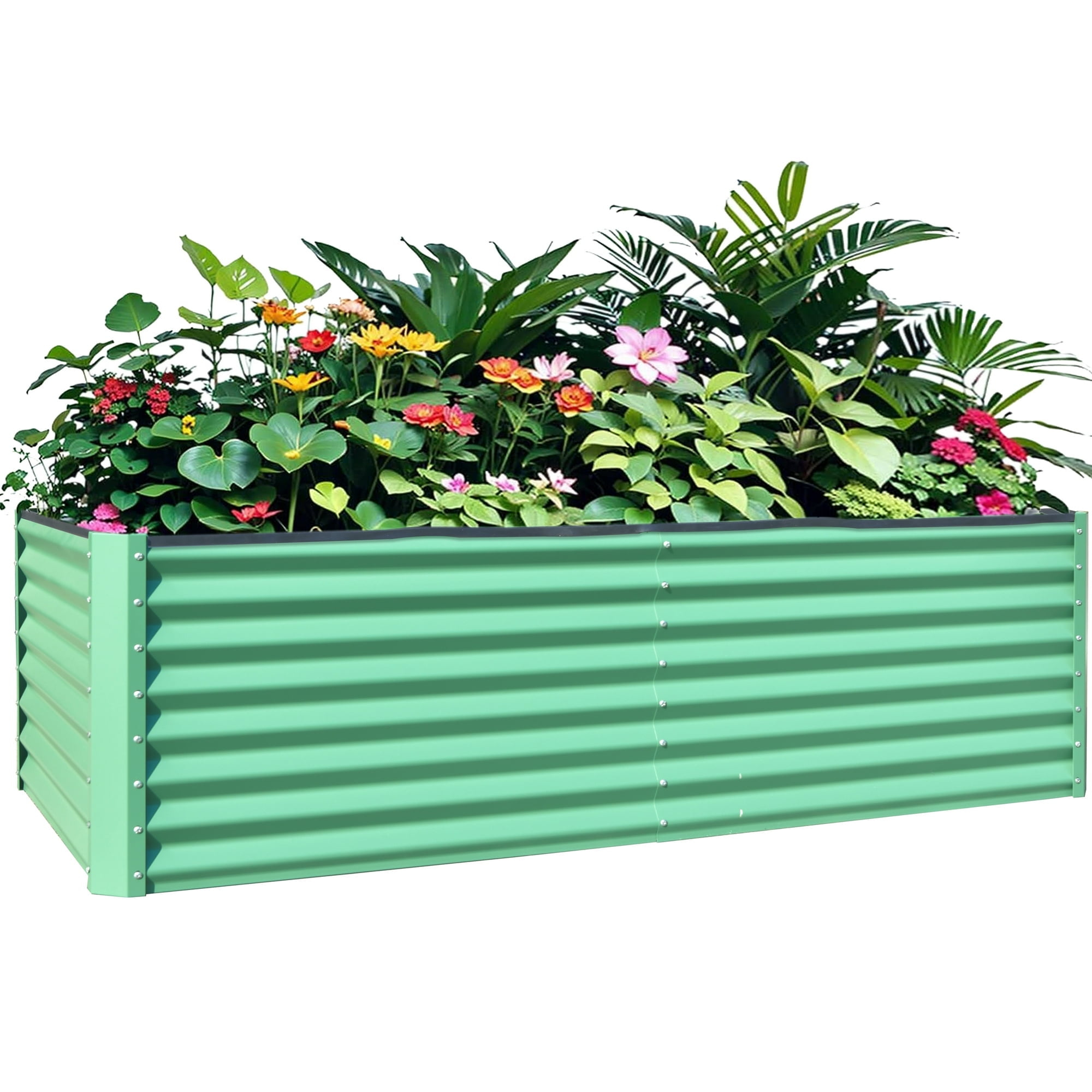 Total Galvanized Raised Garden Bed ,Large Metal Planter Box for Growing Vegetables, Fruits, and Flowers Outdoors, Green, 8x4x2ft