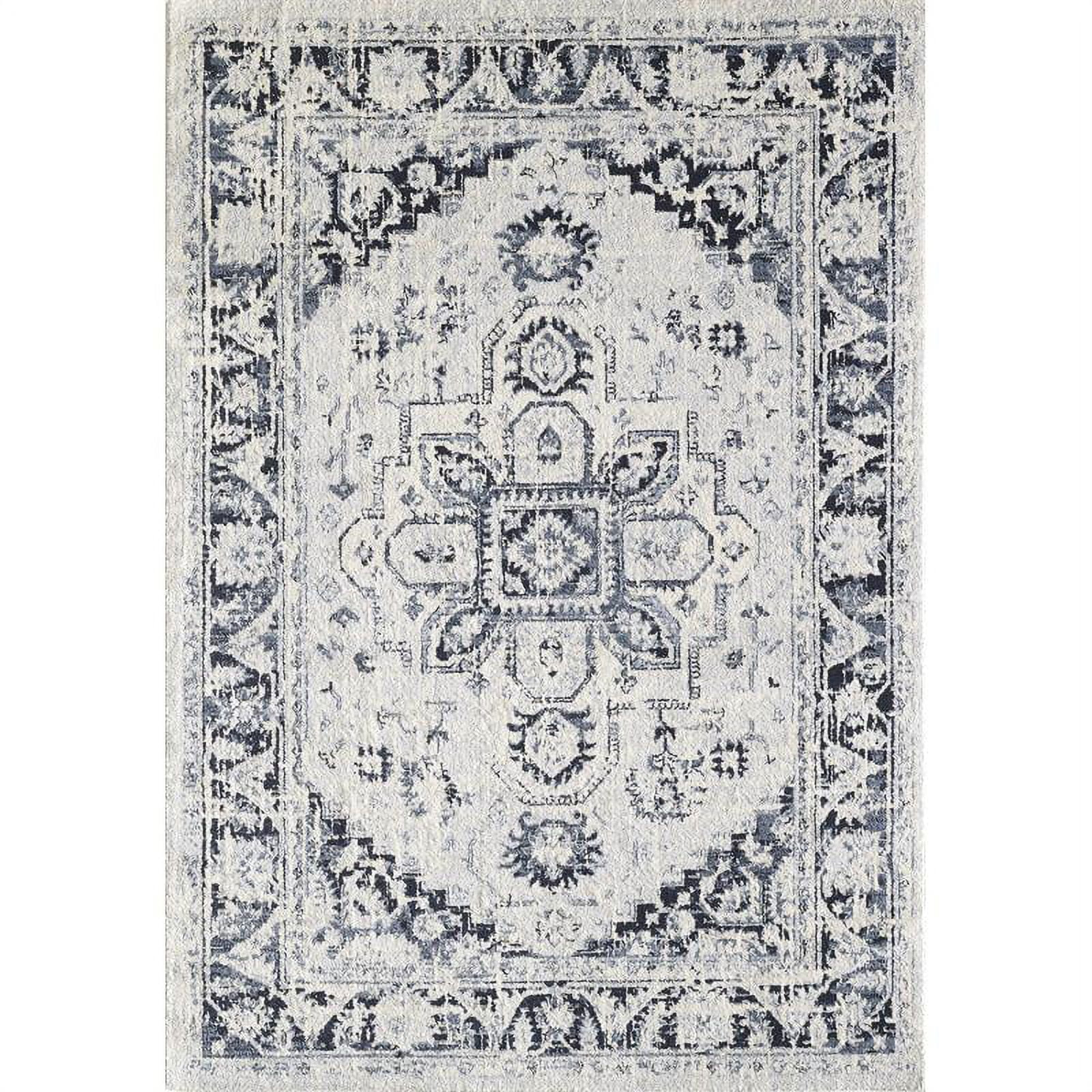 Totti Capricorn 3' x 5' Rectangular Polypropylene Oriental Rug in Navy/Cream