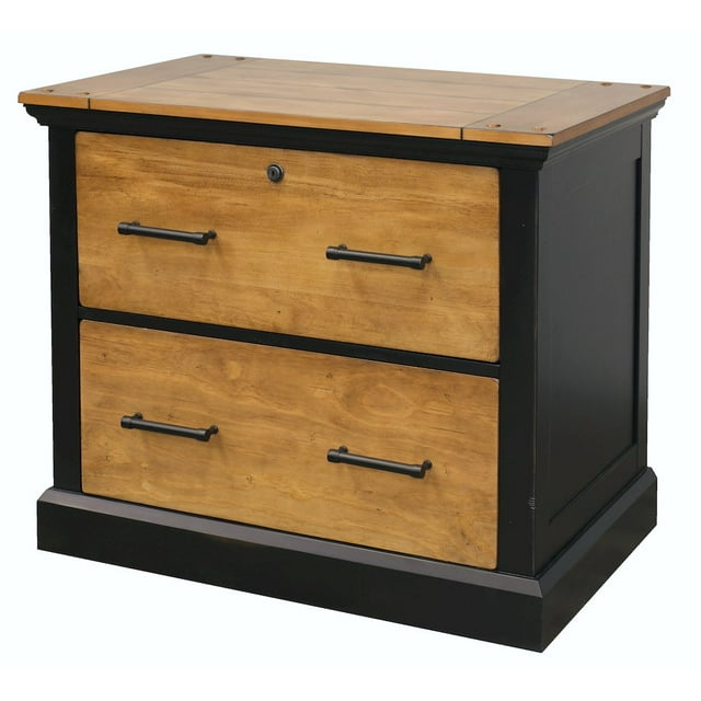 Toulouse Wood Lateral File With Legal/Letter File Drawer Office Storage Black