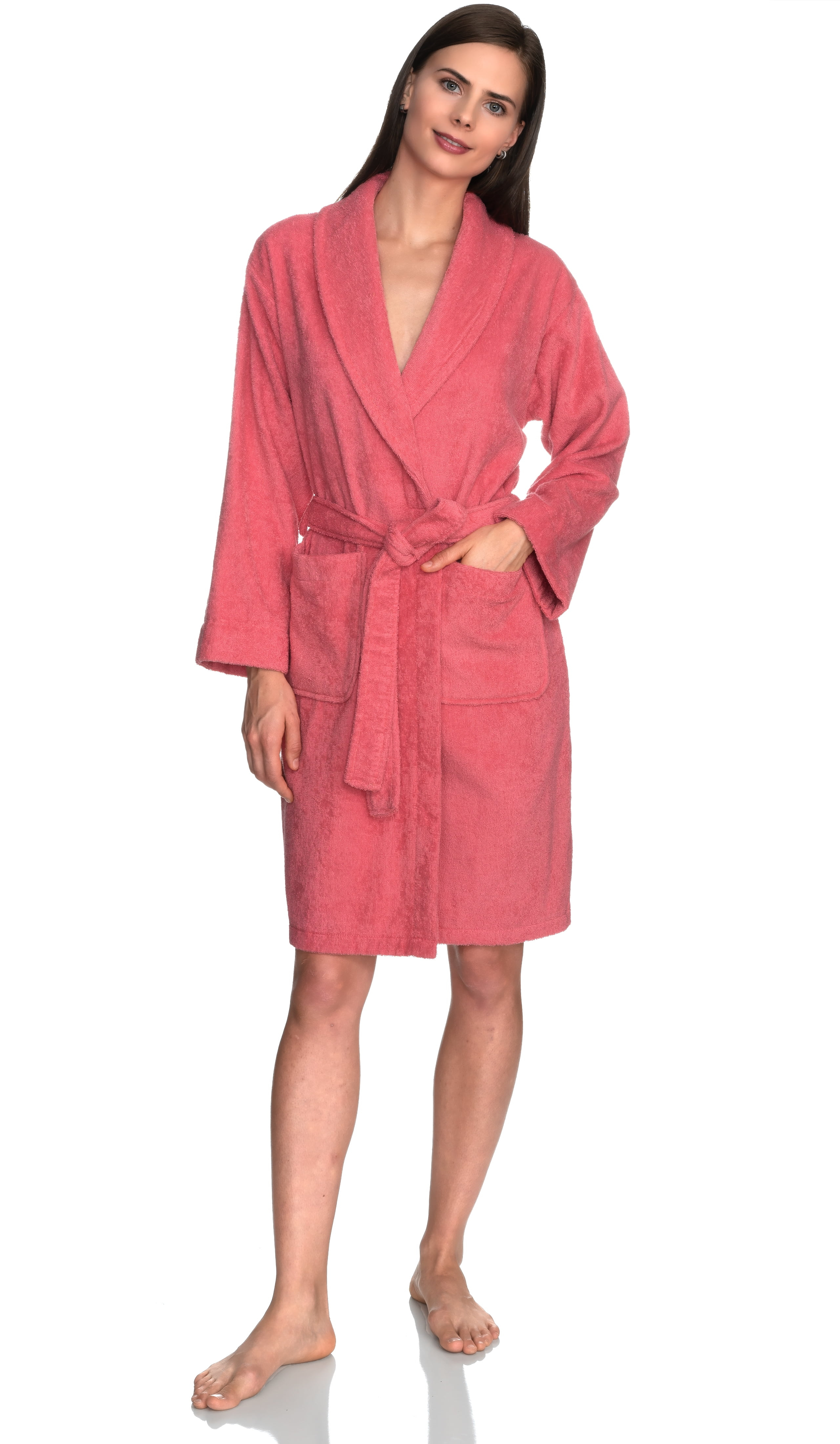 TowelSelections Women's Robe, Turkish Cotton Short Terry Bathrobe X-Large Sun Kissed Coral