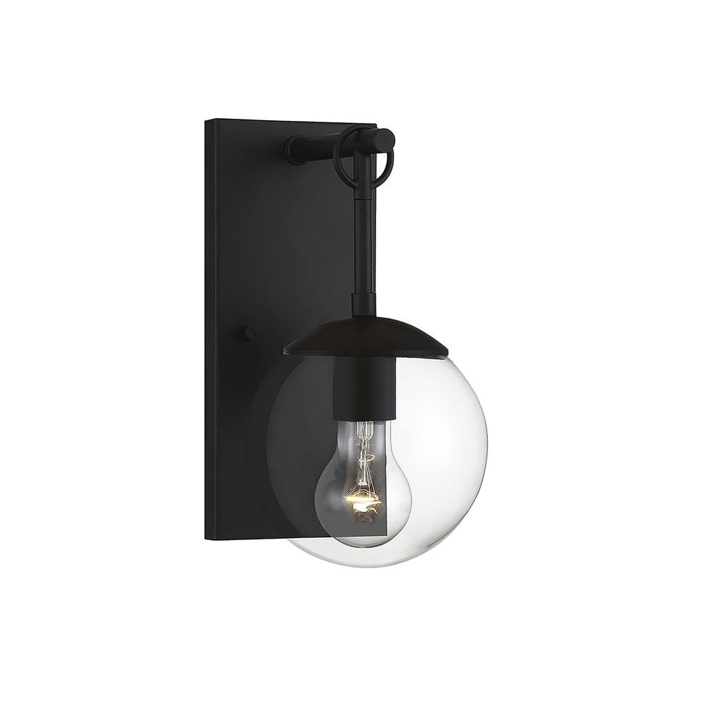Trade Winds Campana Outdoor Wall Light in Matte Black with Clear Glass