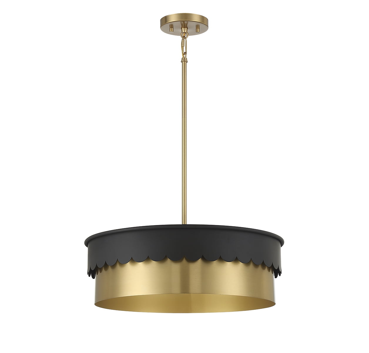 Trade Winds Suzy 4-Light Pendant in Matte Black and Natural Brass