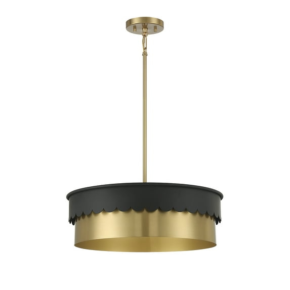 Trade Winds Suzy 4-Light Pendant in Matte Black and Natural Brass