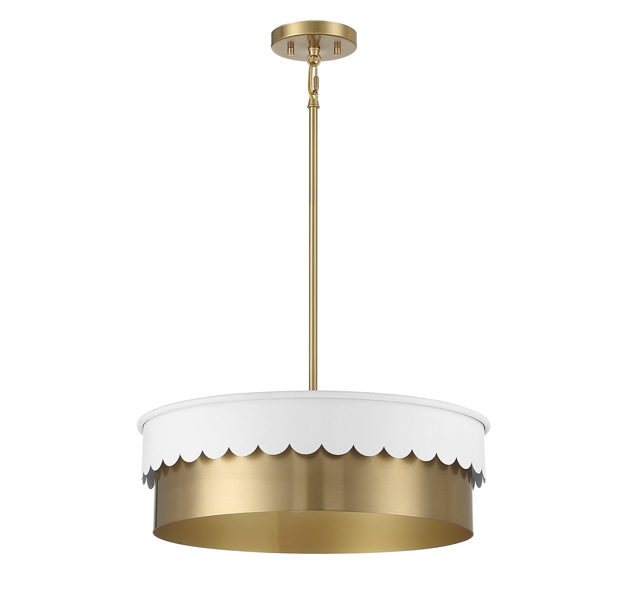 Trade Winds Suzy 4-Light Pendant in White and Natural Brass