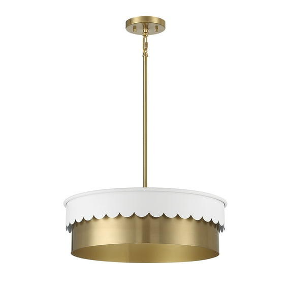 Trade Winds Suzy 4-Light Pendant in White and Natural Brass
