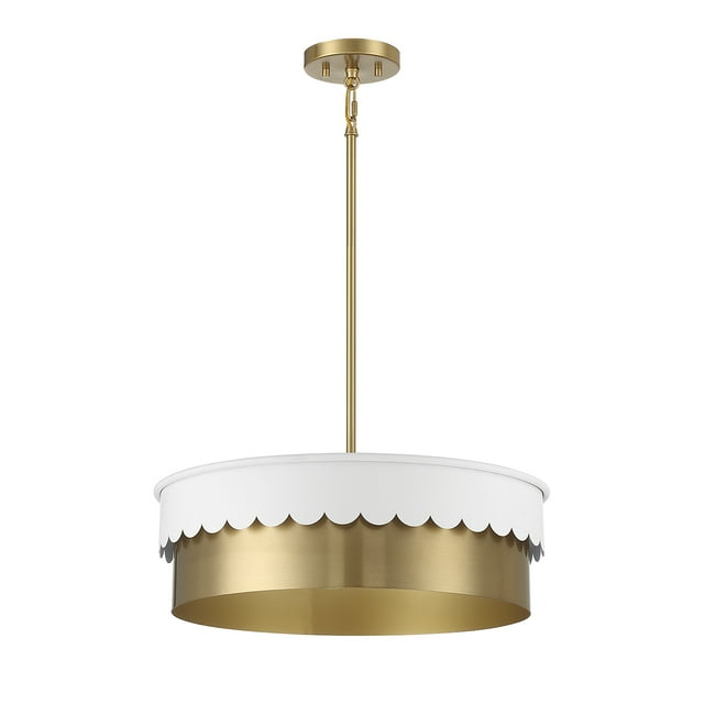 Trade Winds Suzy 4-Light Pendant in White and Natural Brass