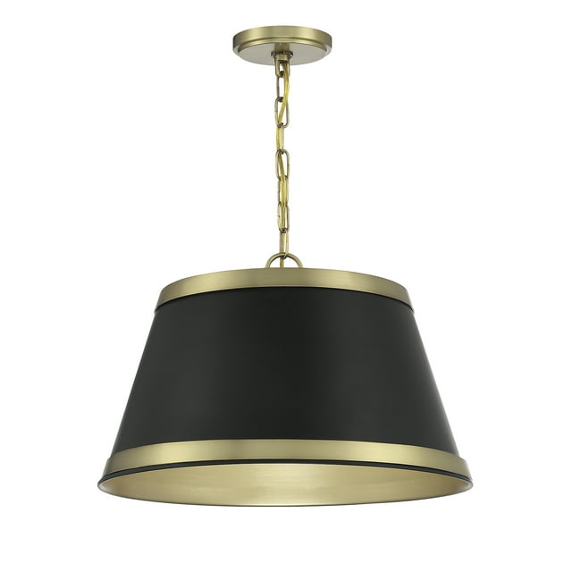 Trade Winds Taryn 3-Light Pendant in Matte Black with Natural Brass