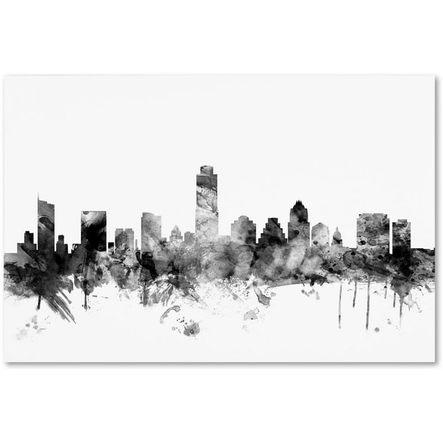 Trademark Fine Art "Austin Texas Skyline B&W" Canvas Art by Michael Tompsett