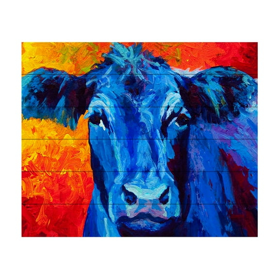 Trademark Fine Art 'Blue Cow' Wooden Wall Art Art by Marion Rose