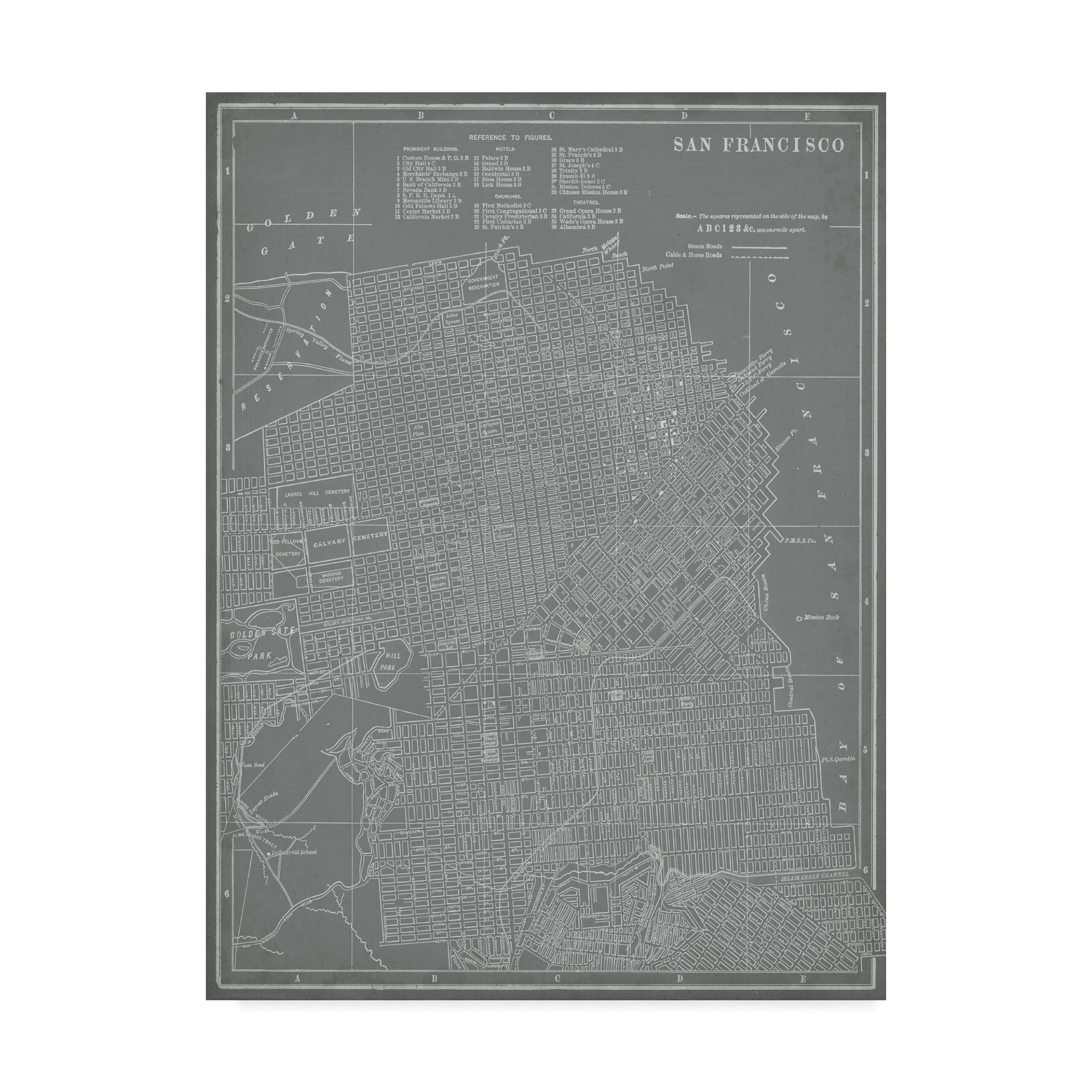 Trademark Fine Art 'City Map of San Francisco' Canvas Art by Vision Studio