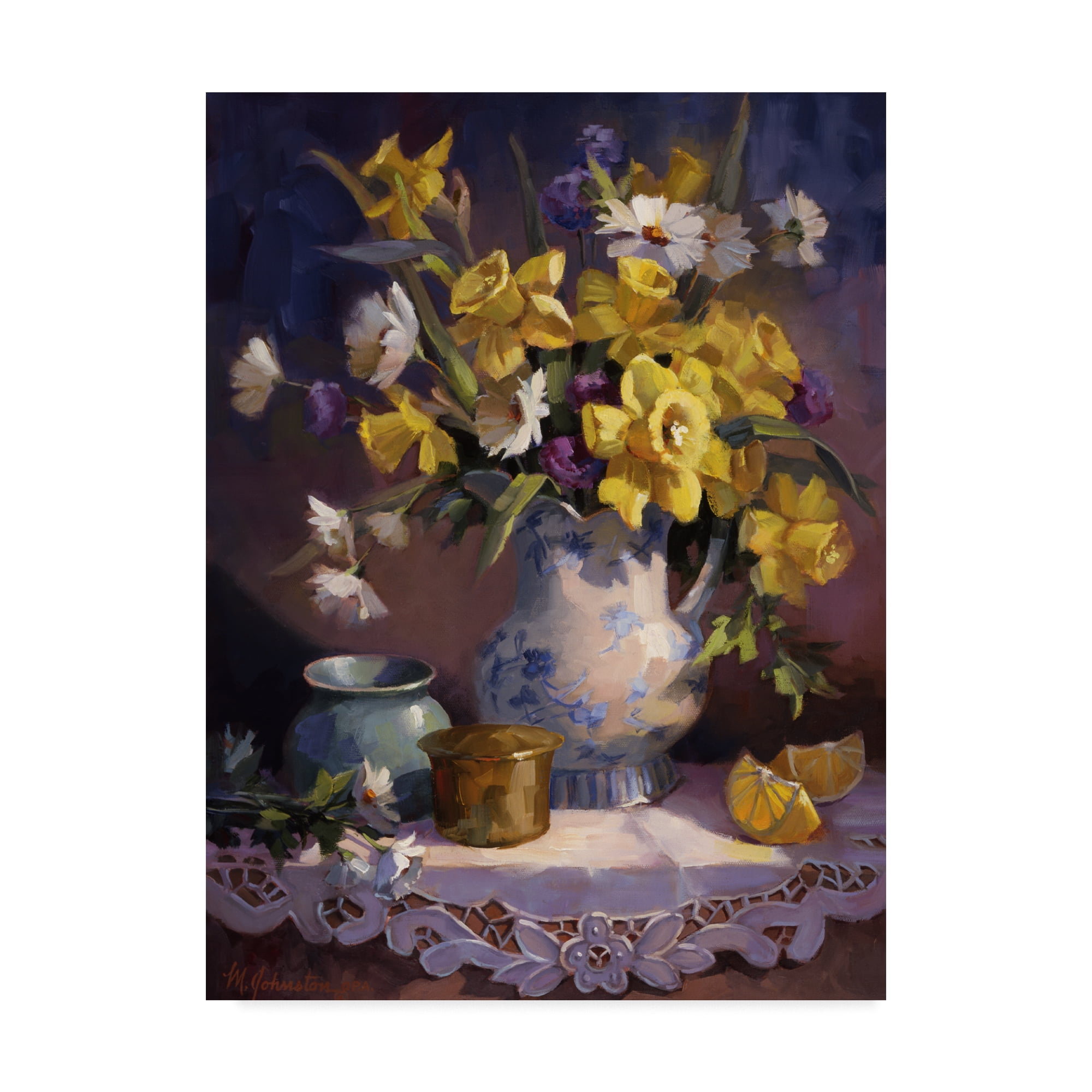 Trademark Fine Art 'Daffodils and Lace' Canvas Art by Maxine Johnston