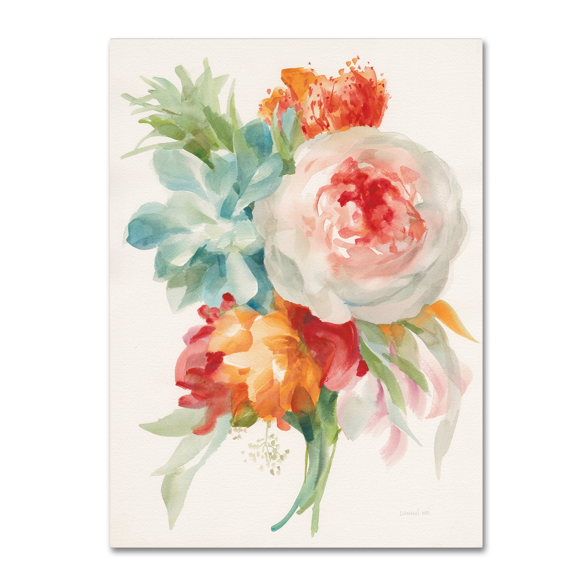 Trademark Fine Art 'Garden Bouquet I Orange Red' Canvas Art by Danhui Nai