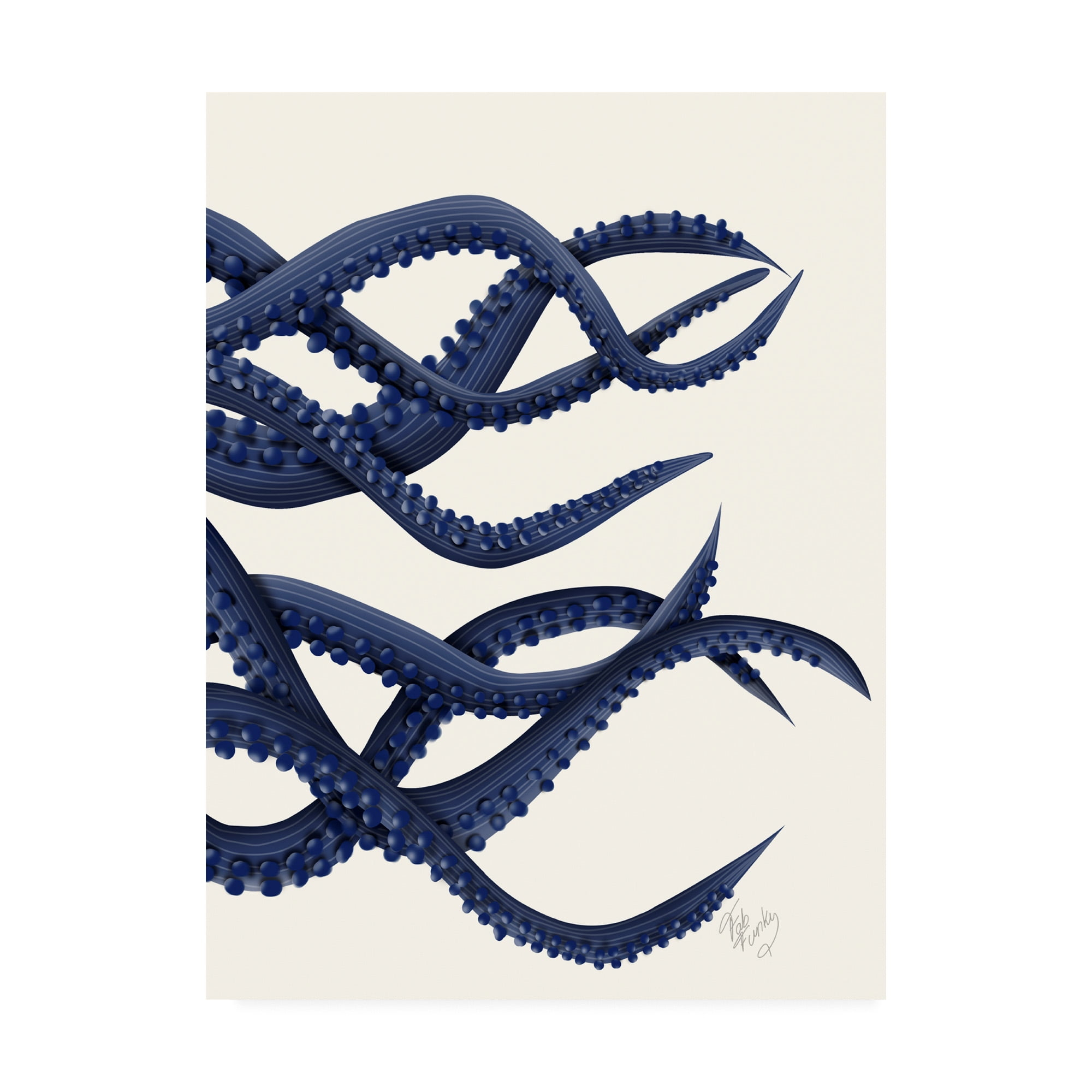 Trademark Fine Art 'Giant Octopus Blue Triptych C' Canvas Art by Fab Funky