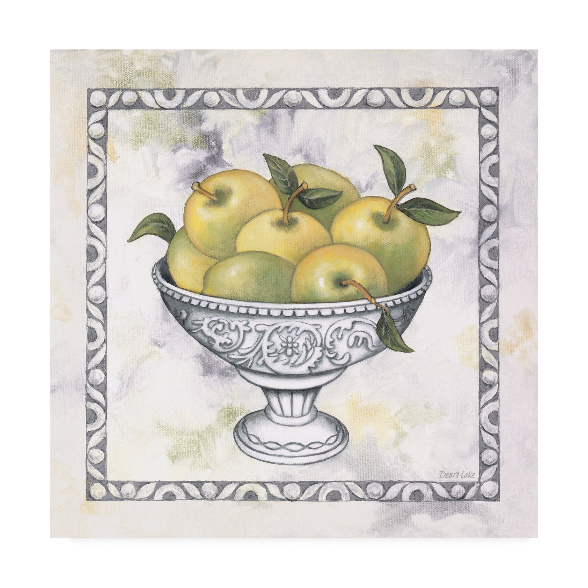 Trademark Fine Art 'Green Apples In A Silver Bowl' Canvas Art by Debra Lake