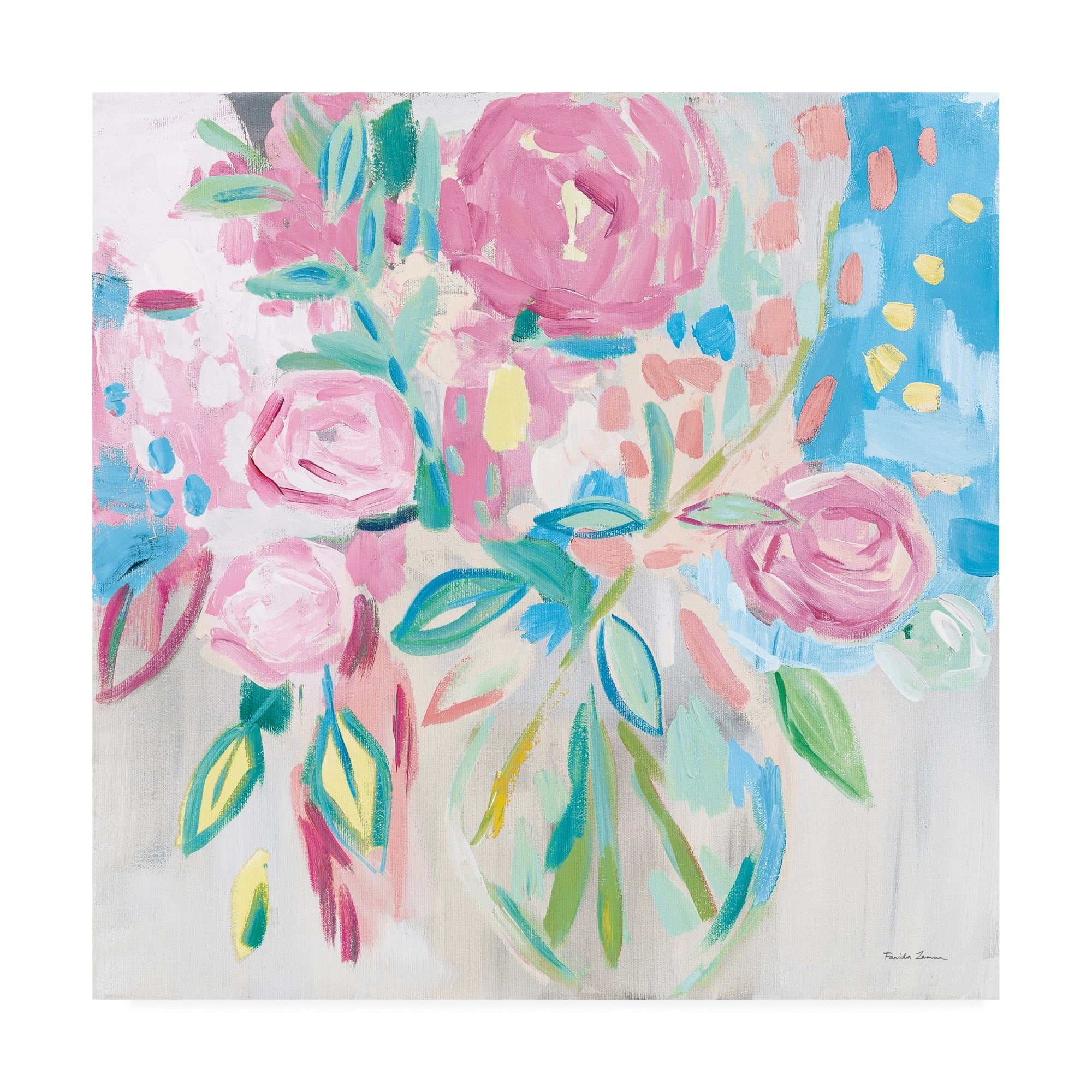 Trademark Fine Art 'Summer Pink Floral Pastel' Canvas Art by Farida Zaman