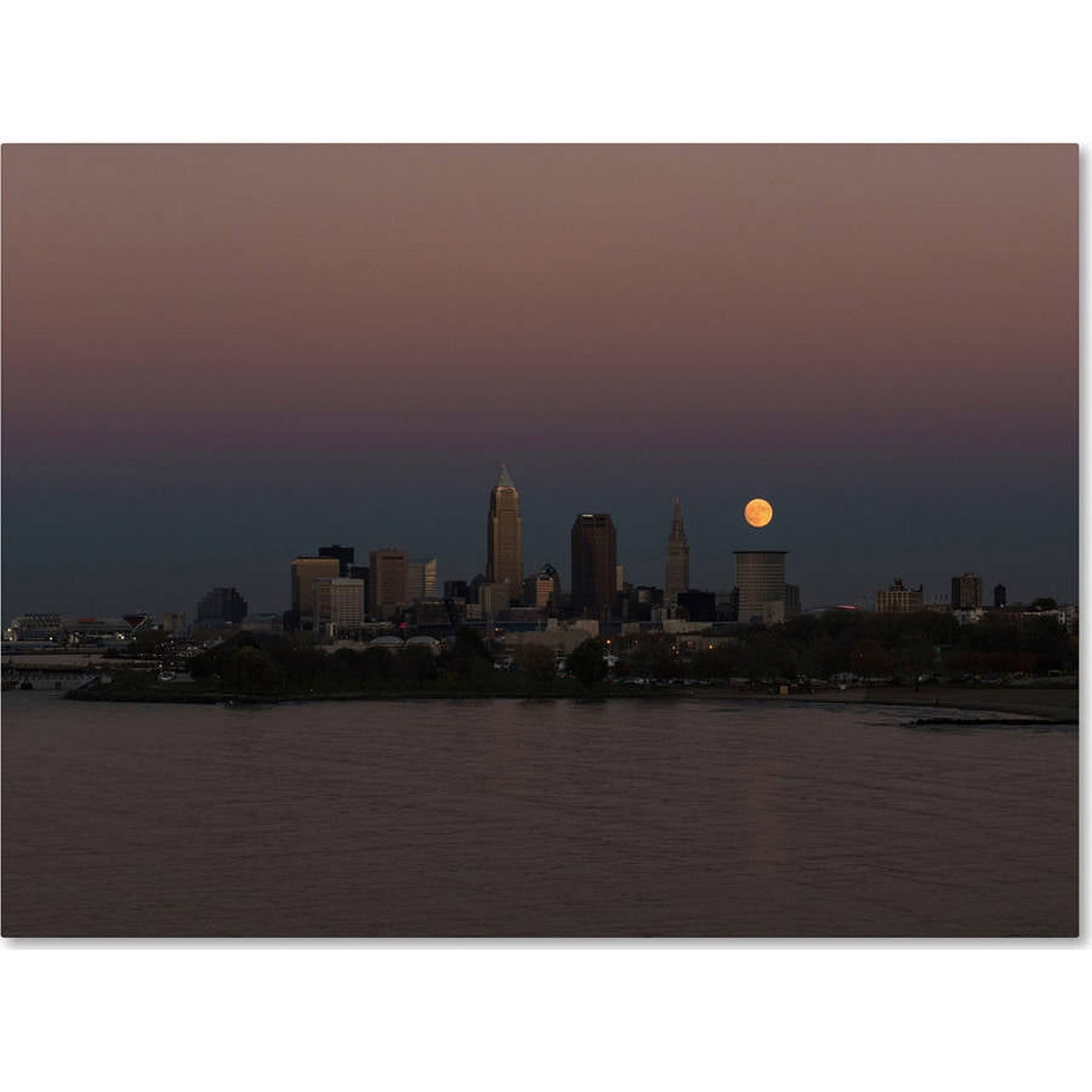 Trademark Fine Art "Super Moon Rise over Cleveland" Canvas Art by Kurt Shaffer