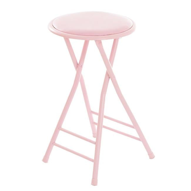Trademark Global  24 x 14.5 in. Home Collection Cushioned Folding Stool - Pink