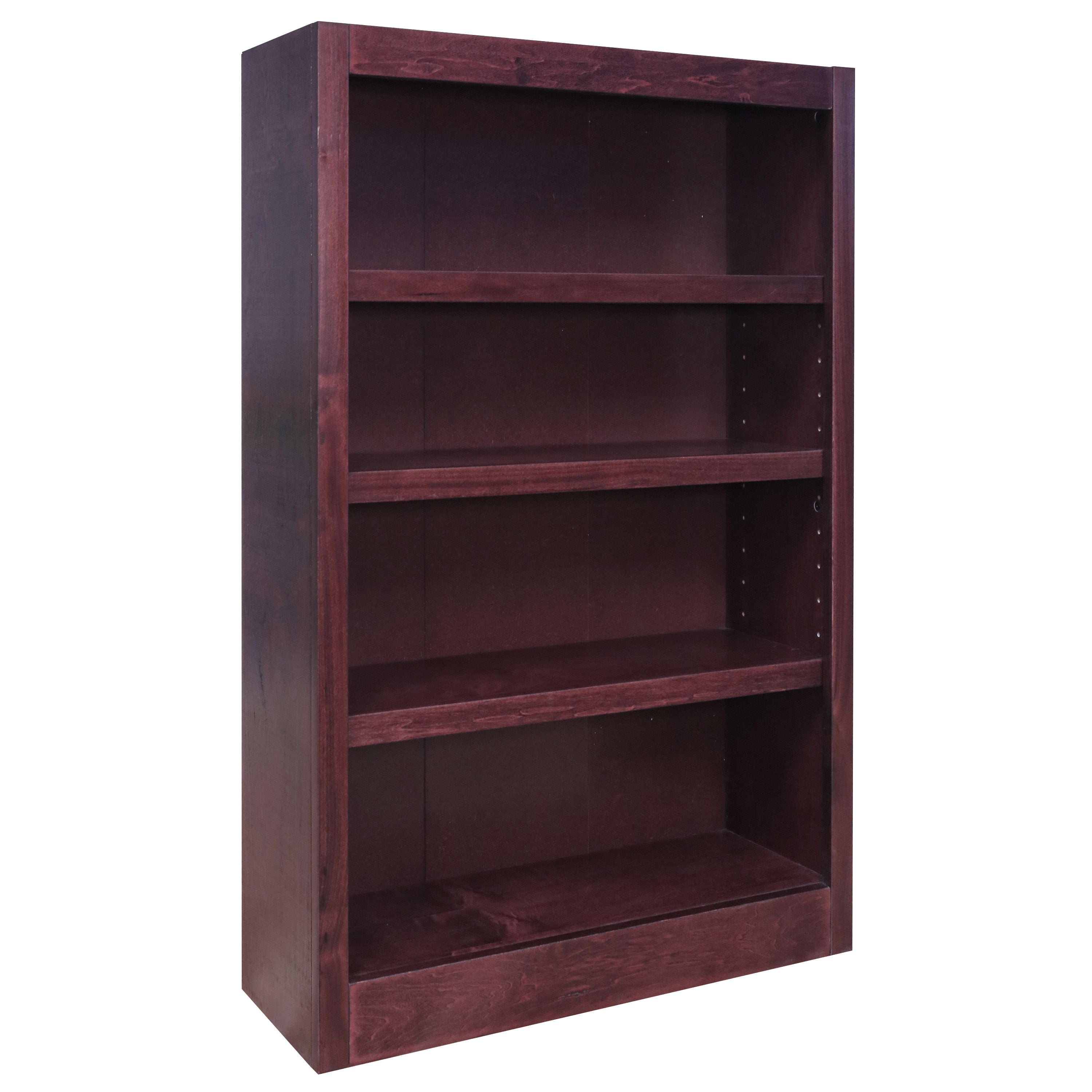 Traditional 48" Tall 4-Shelf Wood Bookcase in Cherry