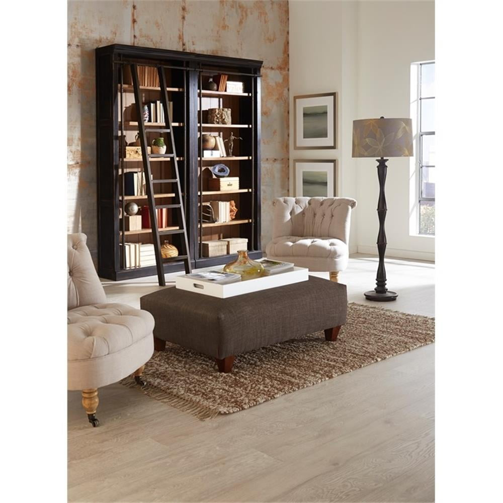Traditional 8' Tall Wood Bookcase Wall With Ladder Aged Office Bookcases Black