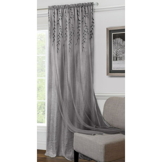 Willow Rod Pocket Light Filtering Curtain Panel - 42" x 63" - Grey