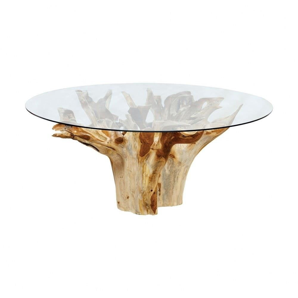 -Traditional Style W/ Coastal/Beach Inspirations-Glass and Teak Teak Root Dining Table-34 inches Tall 72 inches Wide Bailey Street Home