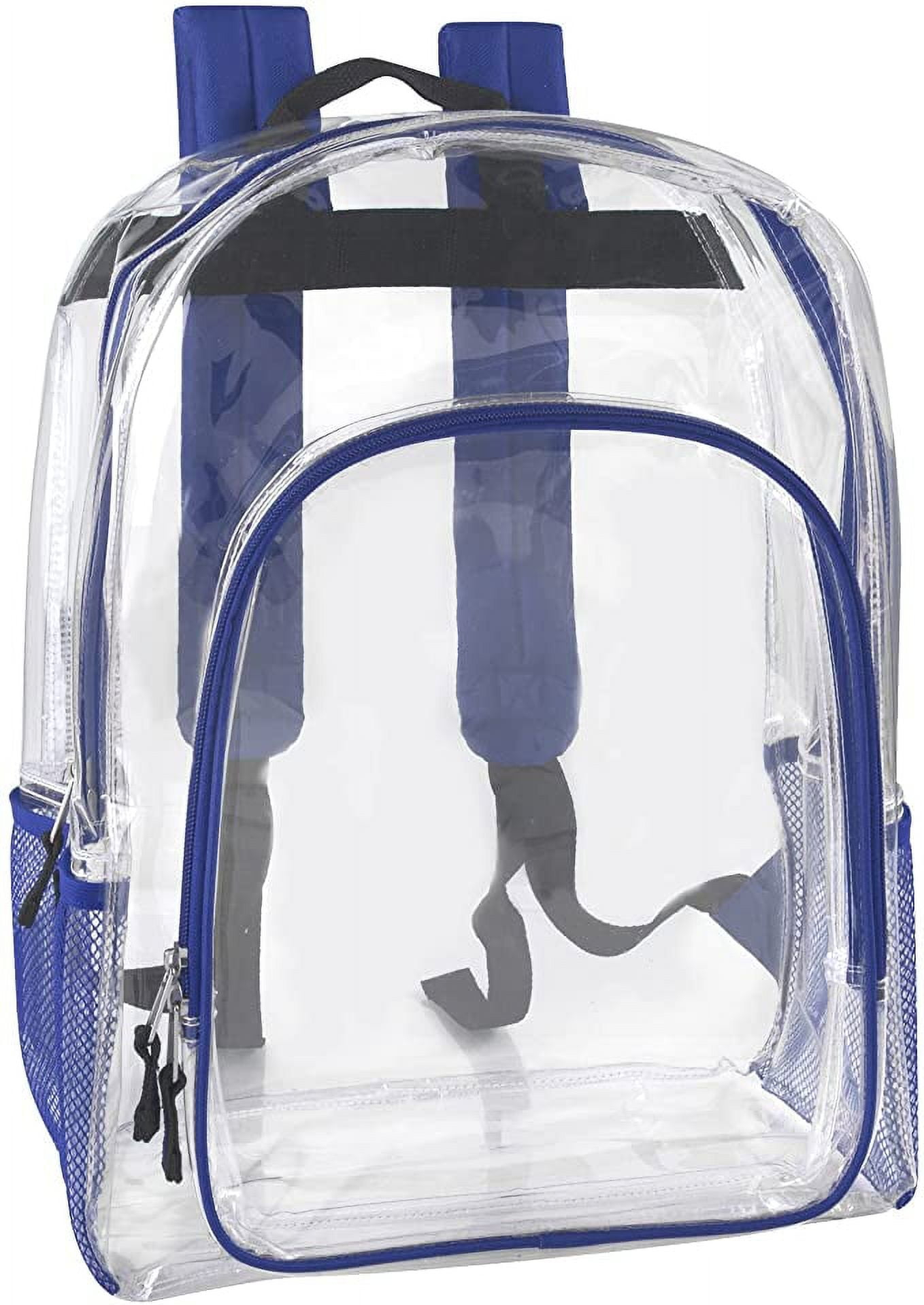 Trailmaker Heavy-Duty Clear Backpack, Blue Trim