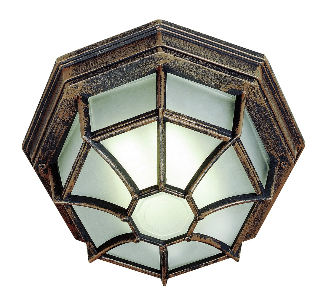 Trans Globe Lighting 40582 Wagon Wheel 1 Light Outdoor Flush Mount Ceiling Fixture - Rust