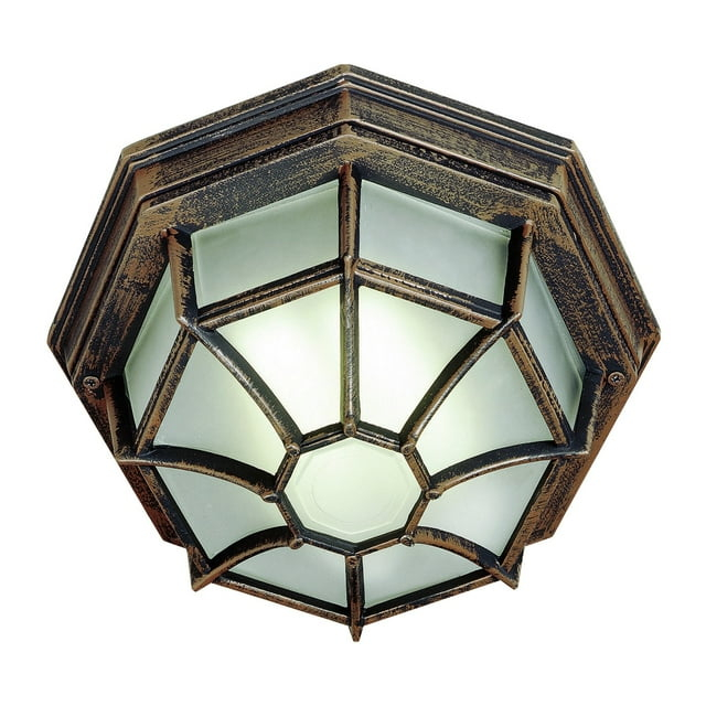 Trans Globe Lighting 40582 Wagon Wheel 1 Light Outdoor Flush Mount Ceiling Fixture - Rust