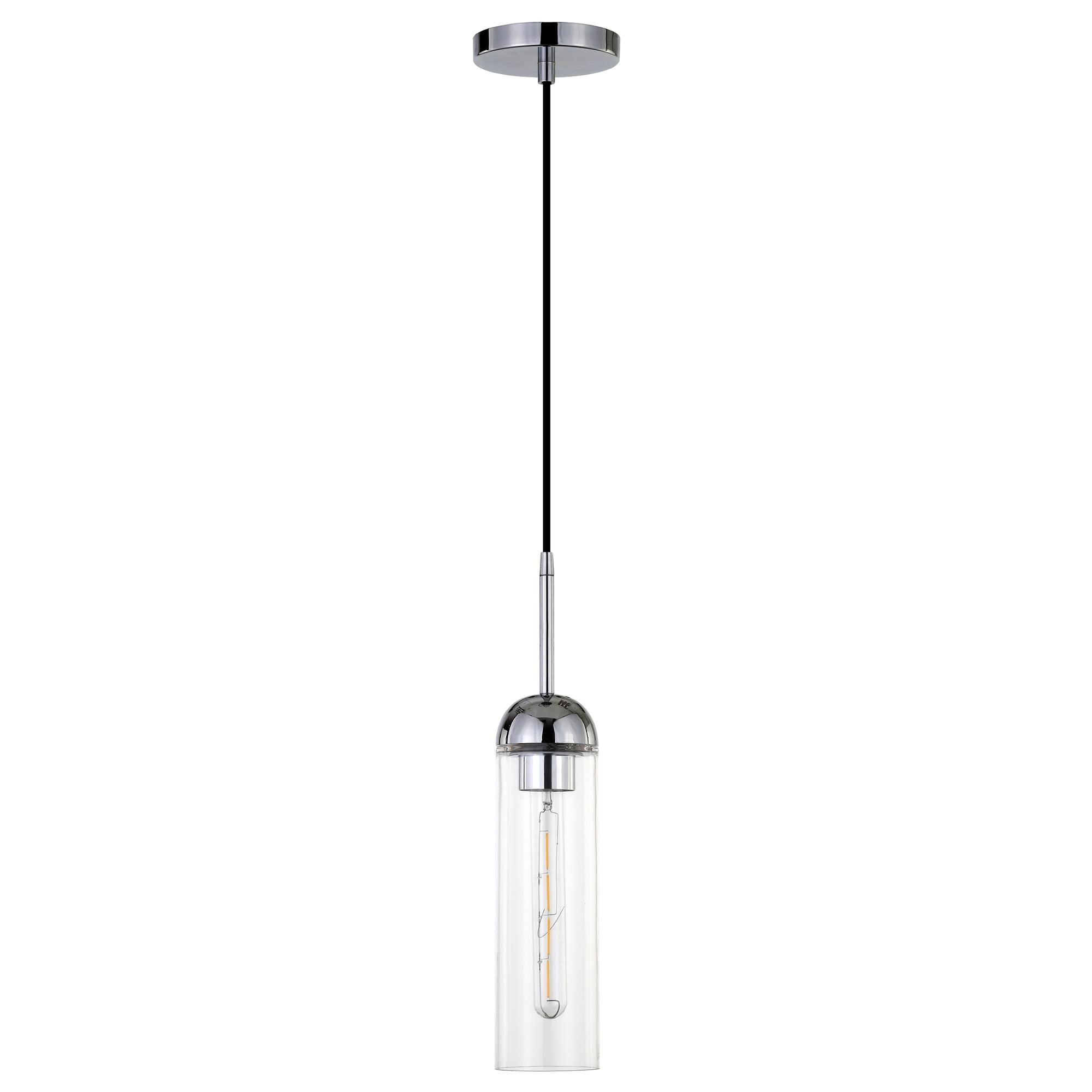 Evelyn&Zoe 3" Polished Nickel Metal/Glass Pendant