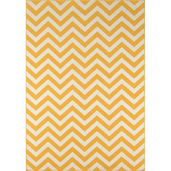 Transitional - Contemporary & Modern - Indoor & Outdoor - Striped Baja Egyptian Regional Machine Made Area Rug - Yellow - 1 ft. 8 in. x 3 ft. 7 in.