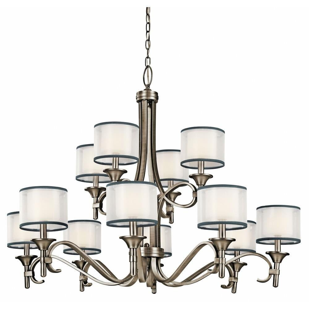 Transitional Twelve Light Chandelier-Antique Pewter Finish Bailey Street Home 147-Bel-778024