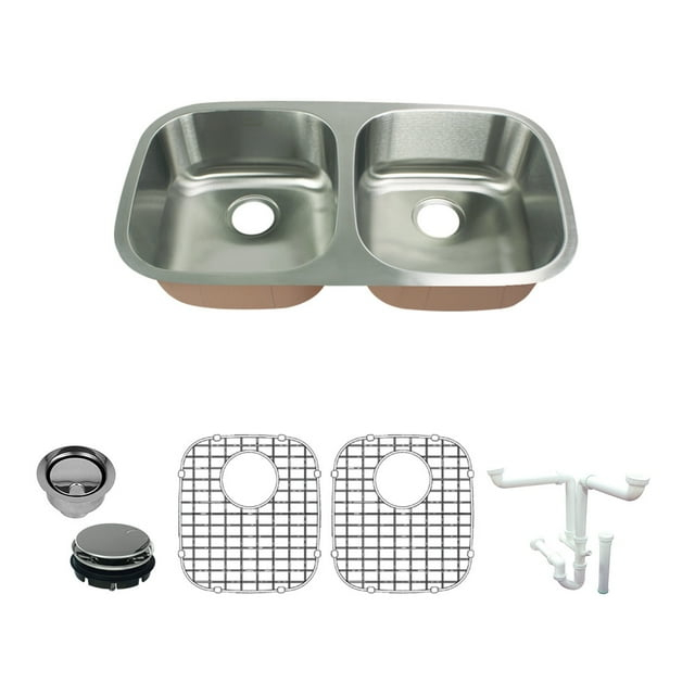 Classic 32'' L Undermount Double Bowl Stainless Steel Kitchen Sink