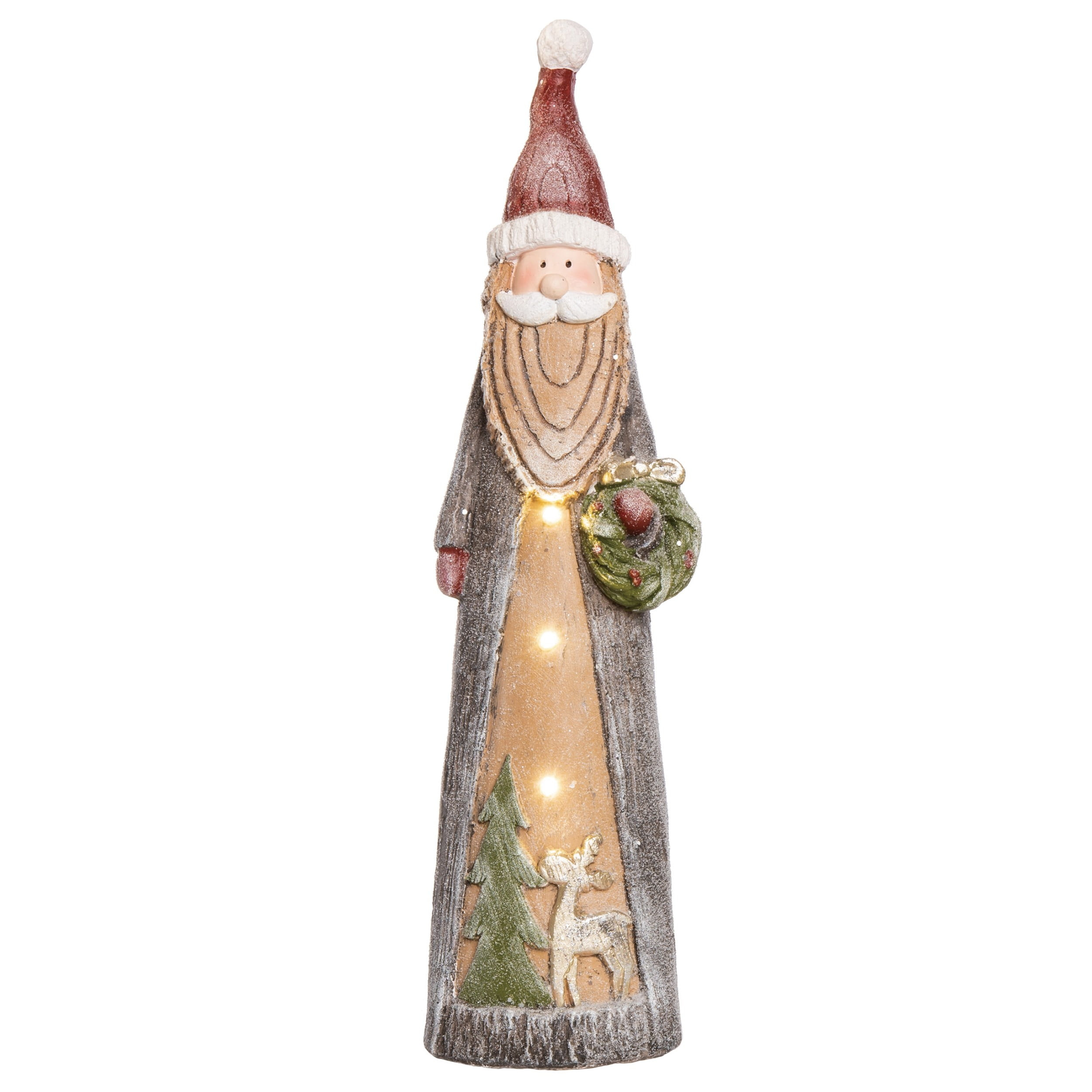 Transpac Resin 23.5 in. Multicolored Christmas Light Up Snowy Santa/Snowman Decor