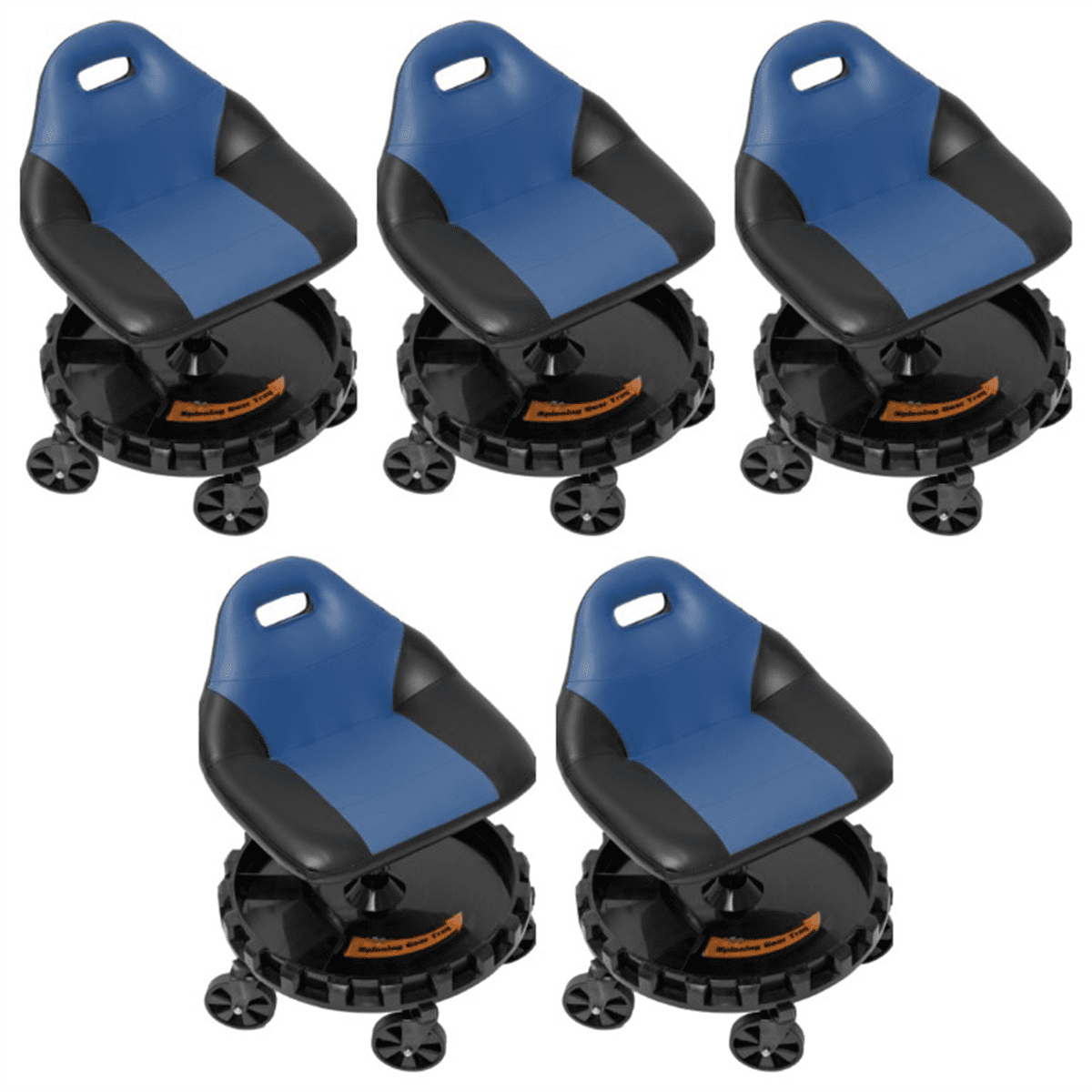 Traxion 2-701 ProGear Mobile Rolling Gear Race Seat with Tray and Five All Terrain Casters - Blue- 5 Pack