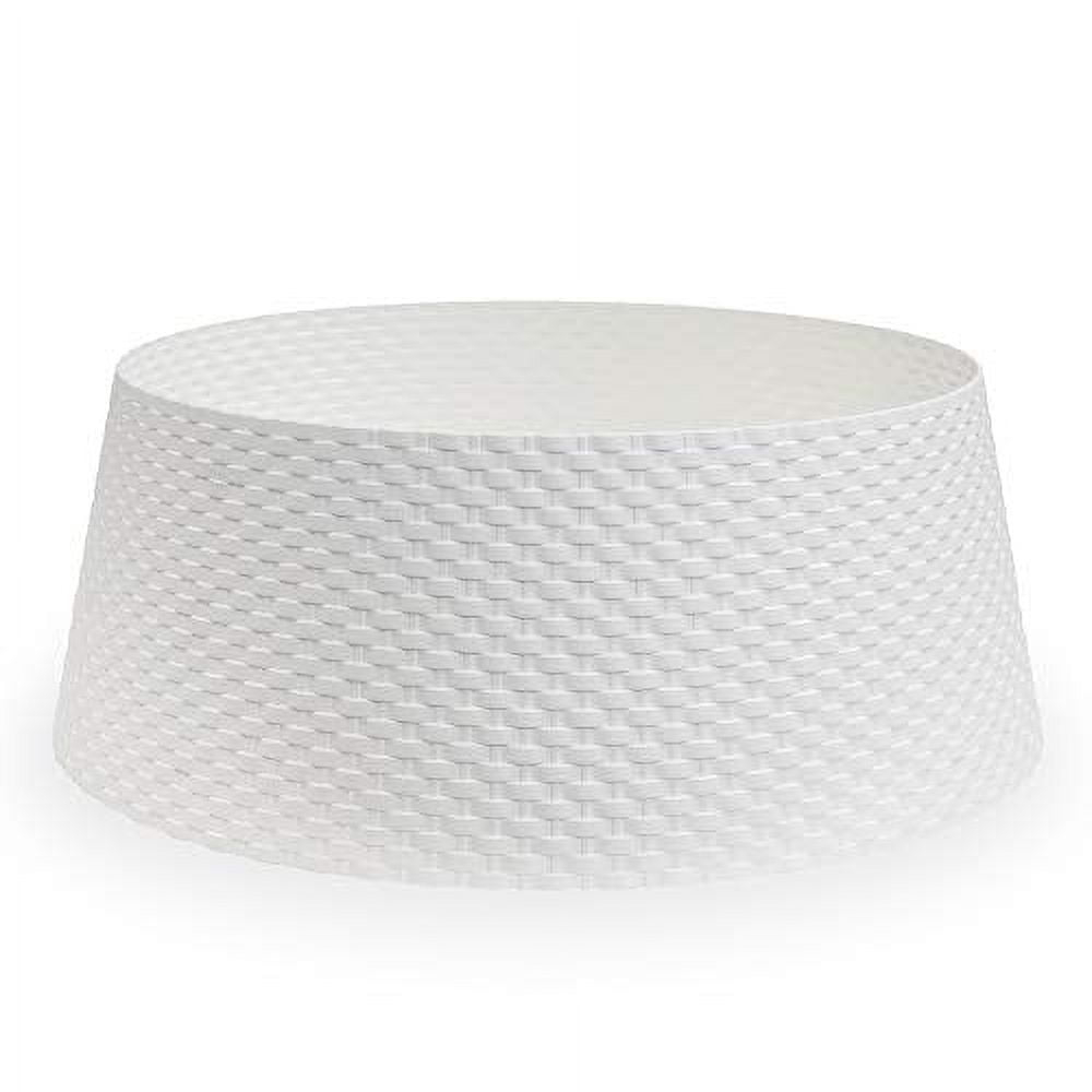 Tree Nest Wicker Christmas Tree Skirt Tree Collar (White, Medium) -Re-boxed