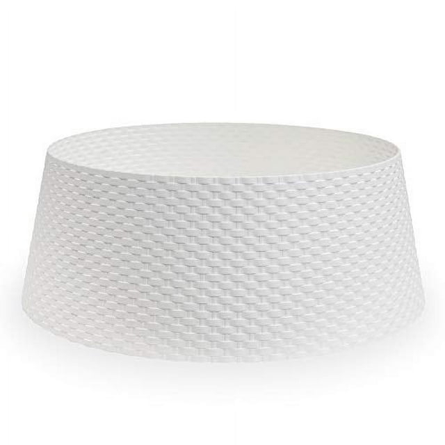 Tree Nest Wicker Christmas Tree Skirt Tree Collar (White, Medium) -Re-boxed