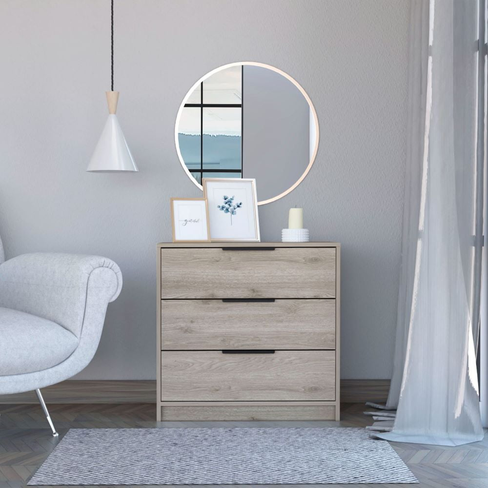 Newboti Furniture Kaia 3 Drawers Dresser, Superior Top -Light Gray 00128