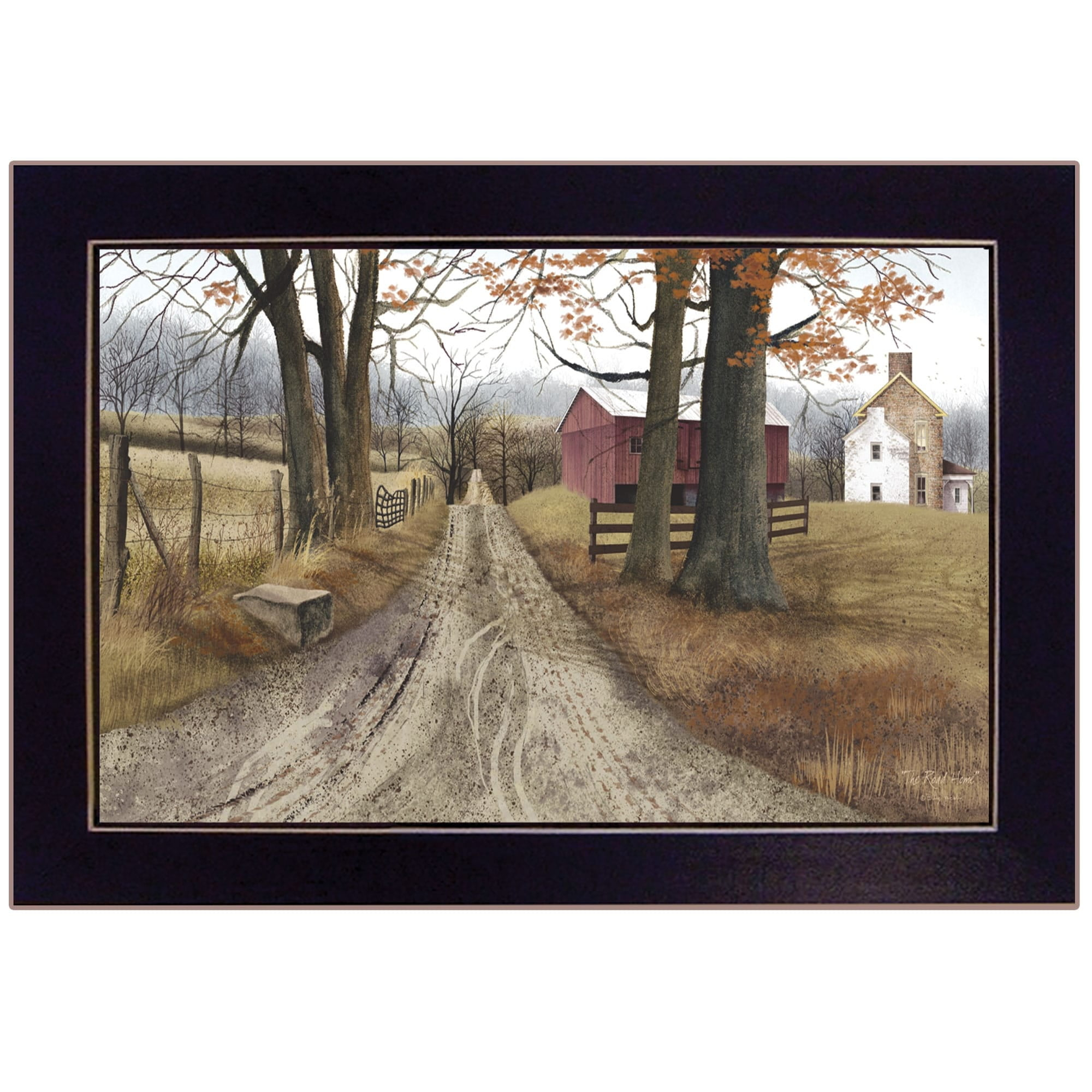 Trendy Decor 4U "The Road Home" by Billy Jacobs, Ready to Hang Framed Print, Black Frame