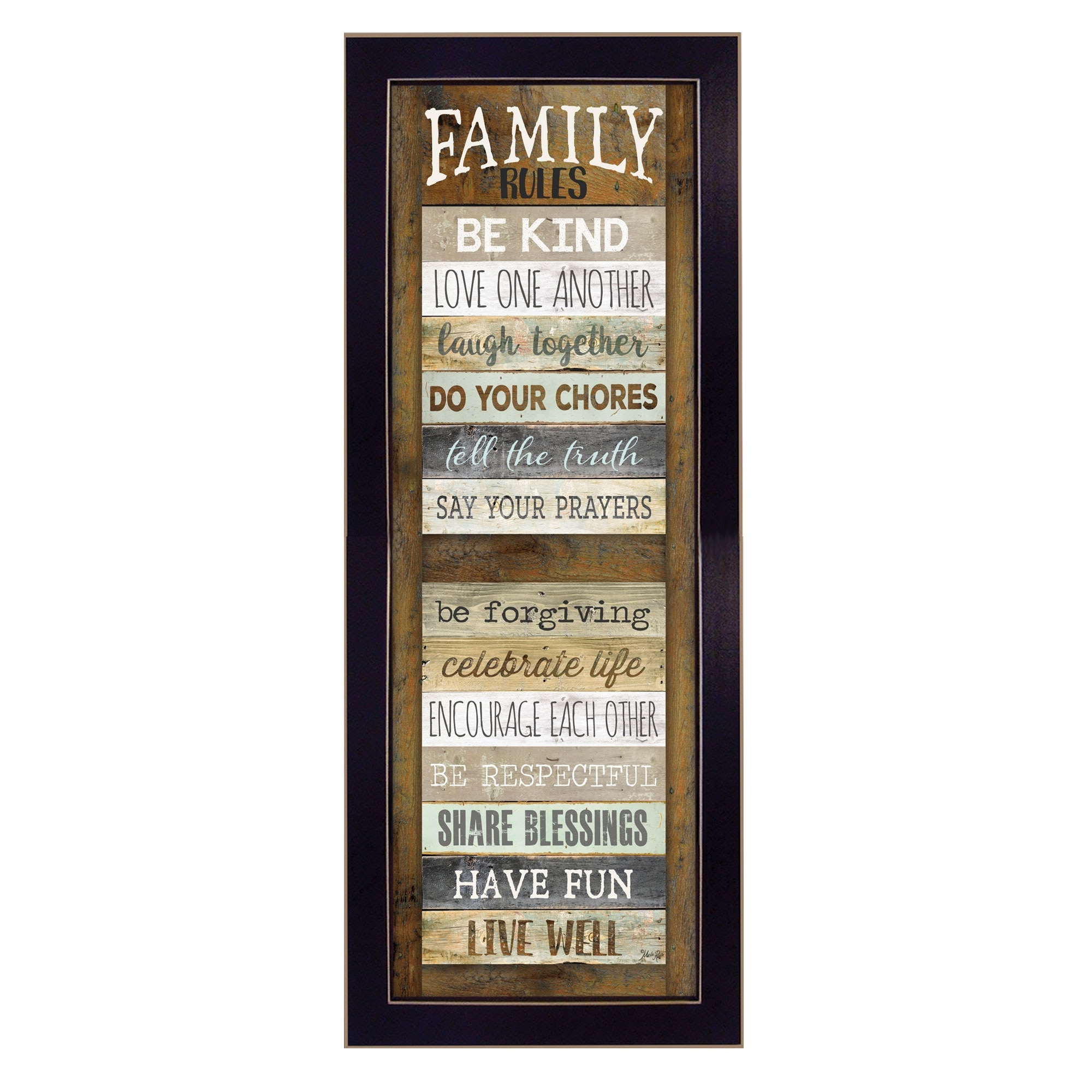 Winston Porter Family Rules Shutter Framed Wall Art for Living Room, Home Wall Decor Framed Print By Marla Rae & Reviews | Wayfair
