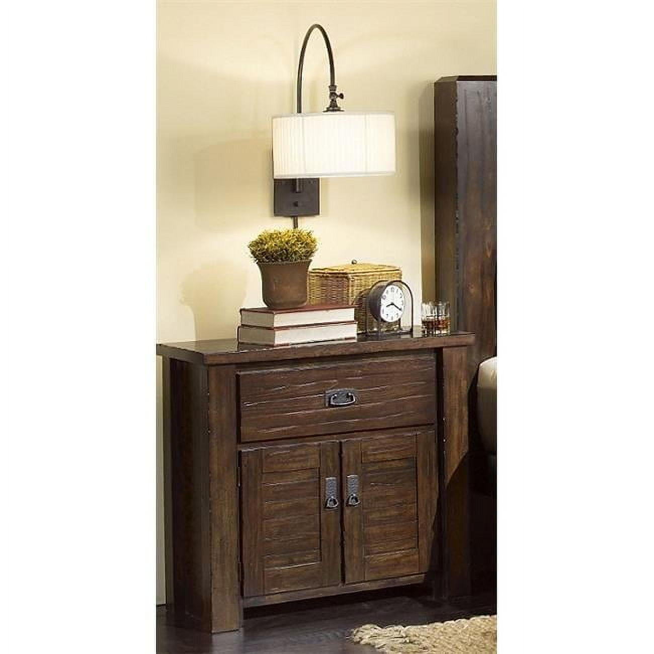 Progressive Furniture Trestlewood Wood Nightstand in Mesquite Pine Brown