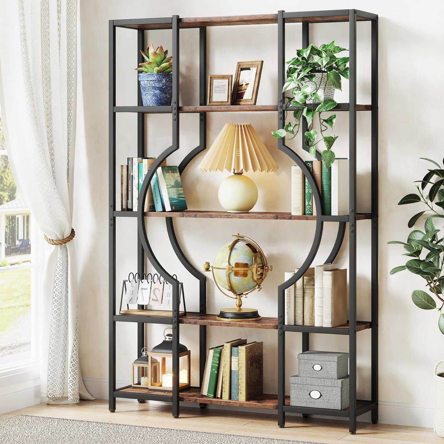 Tribesigns 5-Tier Bookshelf and Bookcase, Wooden Book Shelf with 12 Open Display Shelves