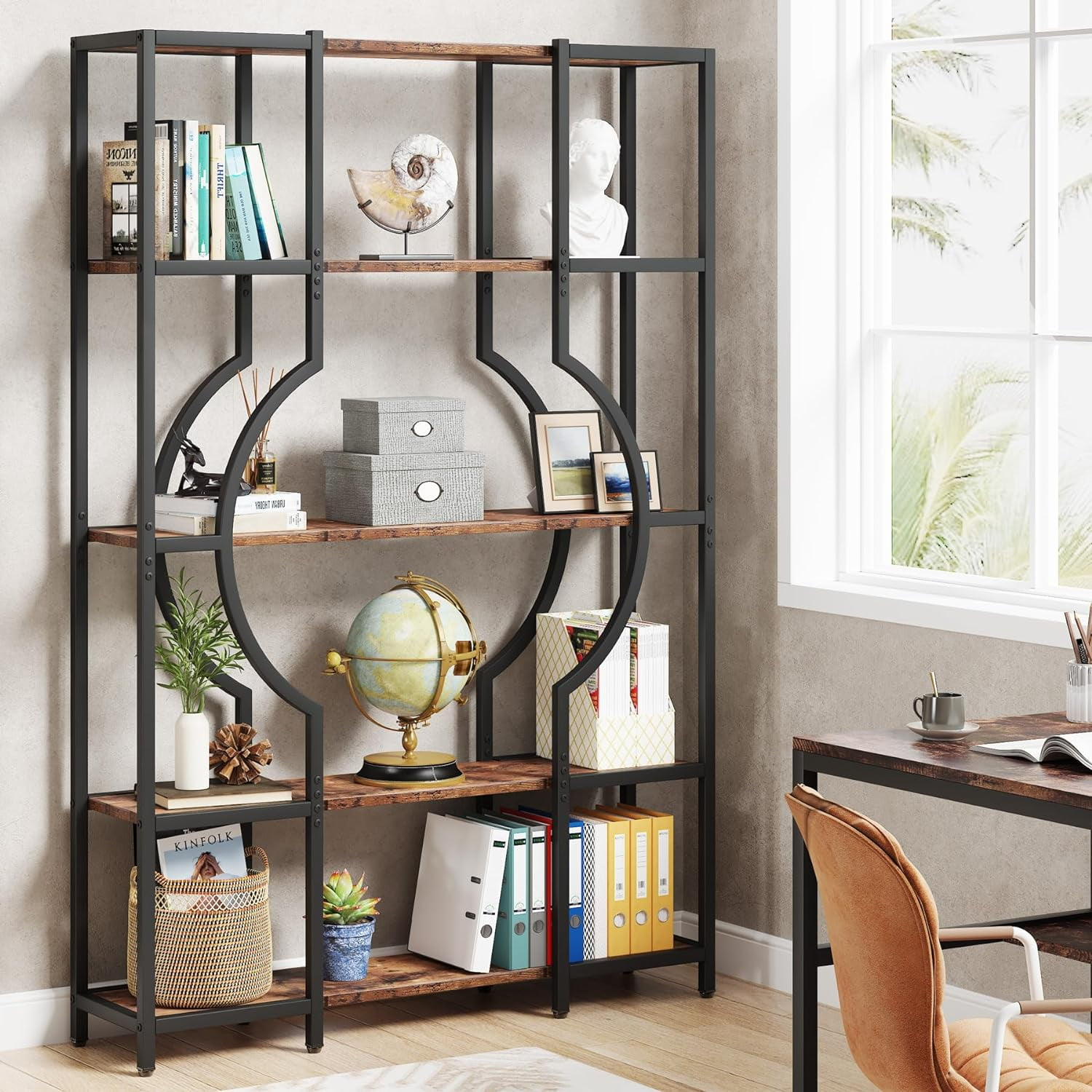 Tribesigns 5-Tier Bookshelf and Bookcase, Wooden Book Shelf with 12 Open Display Shelves