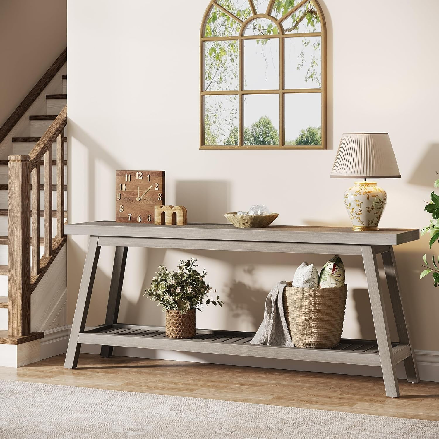 Farmhouse 70.9 Inches Console Entryway Table Grey