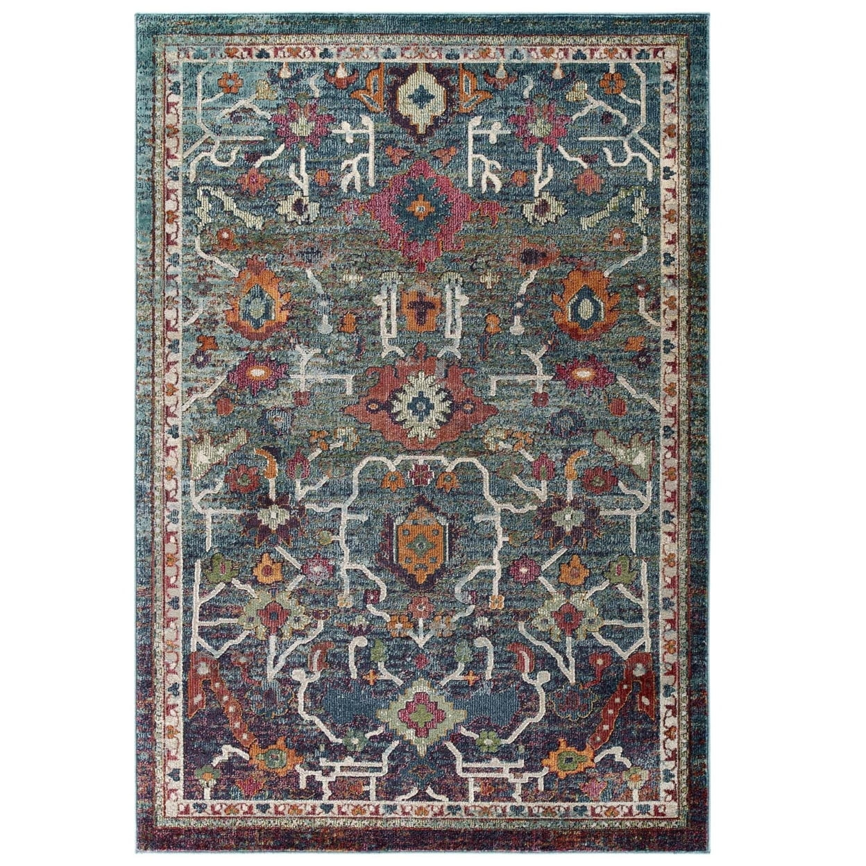 Tribute Every Distressed Vintage Floral 5x8 Area Rug Multicolored