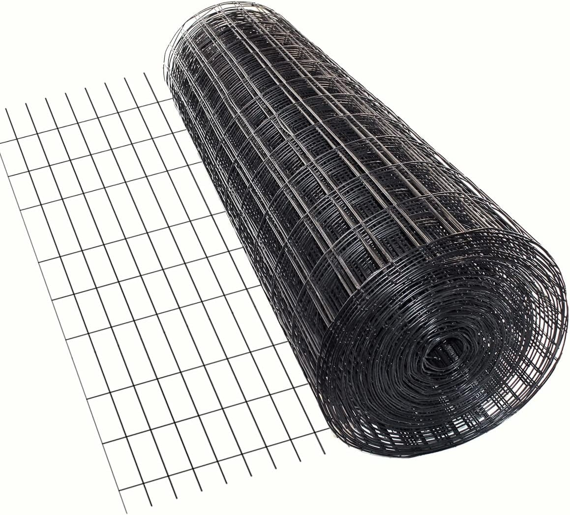 Trident Fence 8' x 100' Welded Wire Fence Roll Black PVC Coated - 2" x 4" Mesh
