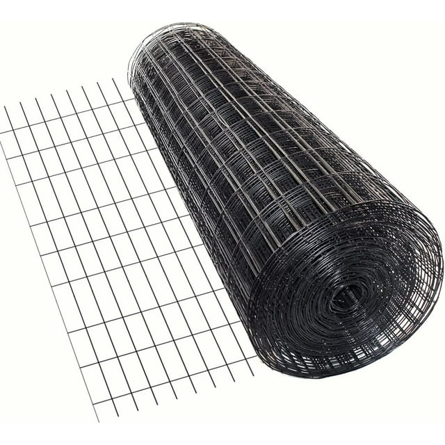 Trident Fence 8' x 100' Welded Wire Fence Roll Black PVC Coated - 2" x 4" Mesh